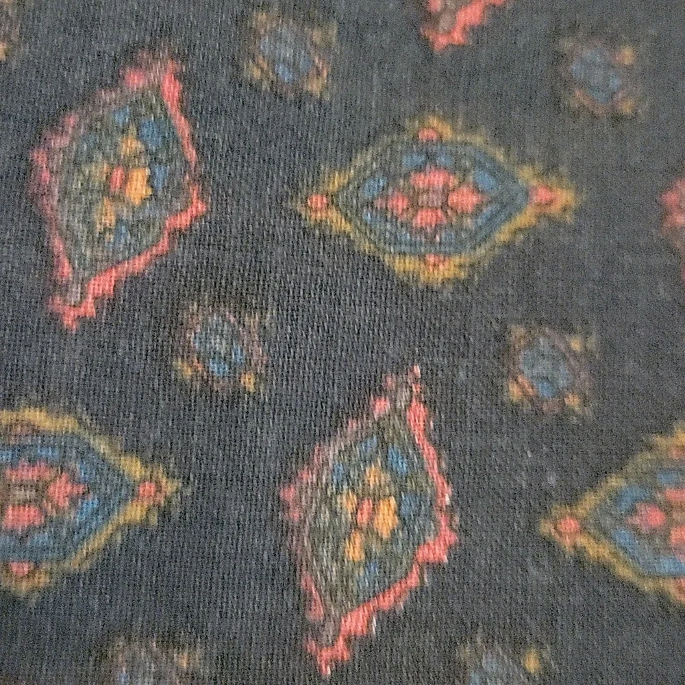 Cotton Vintage print fabric pink and blue on navy blue background - 0.9  yds
